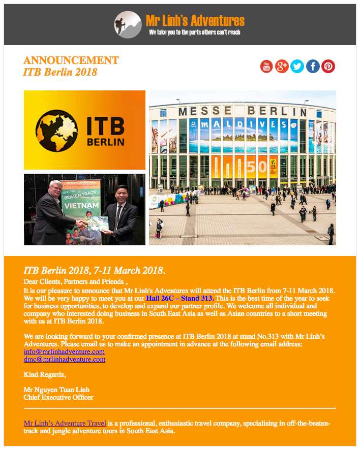 The outstanding presence of Mr Linh’s Adventures at ITB Berlin 2018