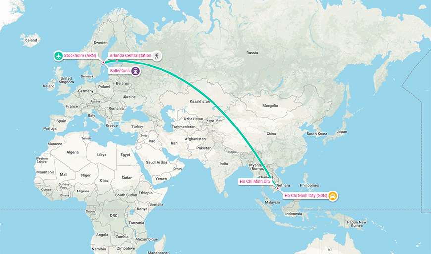 Sweden to Vietnam