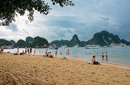 the beach at Ha Long Bay, Vietnam