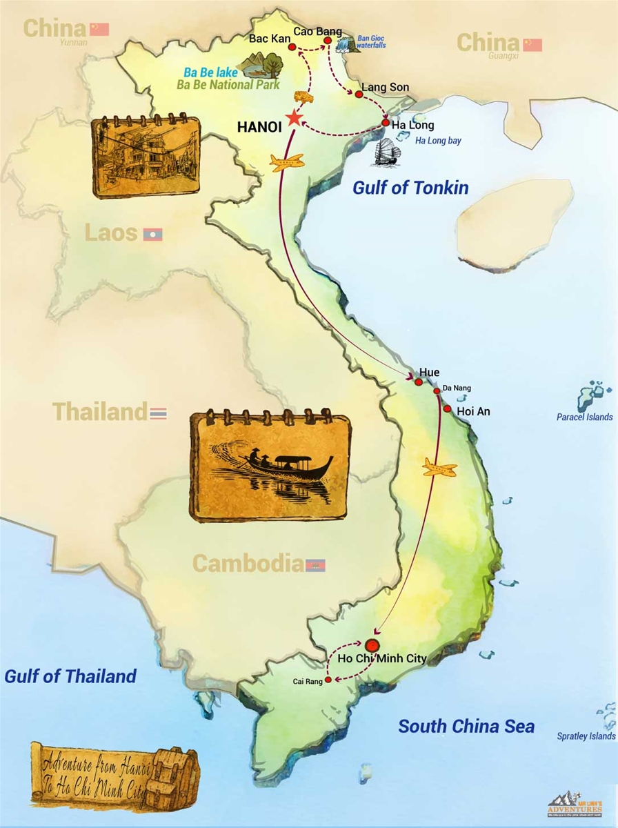 Adventure from Hanoi to Ho Chi Minh 14 days 13 nights