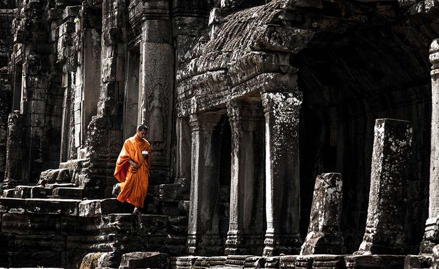 Monks in Angkor Wat