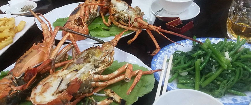Sea Food Scene in Vietnam lobsters