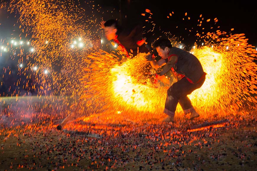 Unique Fire Dance Festival of Pa Then minority people