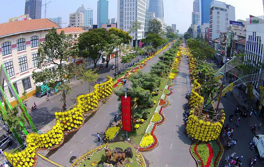 rue Nguyen Hue à Tet, Ho Chi Minh Ville